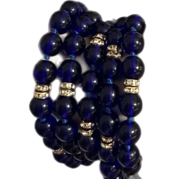 Vintage Murano glass necklace with handmade blue and golden - Picture 6 of 10